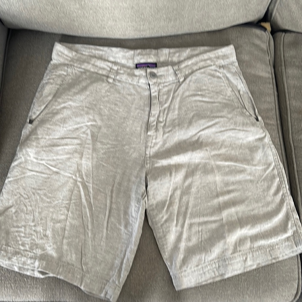 Patagonia Mens Shorts 34” Chino Grey Hemp/Organic Cotton Linen 10" Outdoors